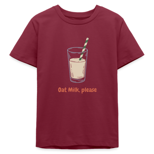 Oat Milk Please Organic T-Shirt Teenager - Burgunderrot