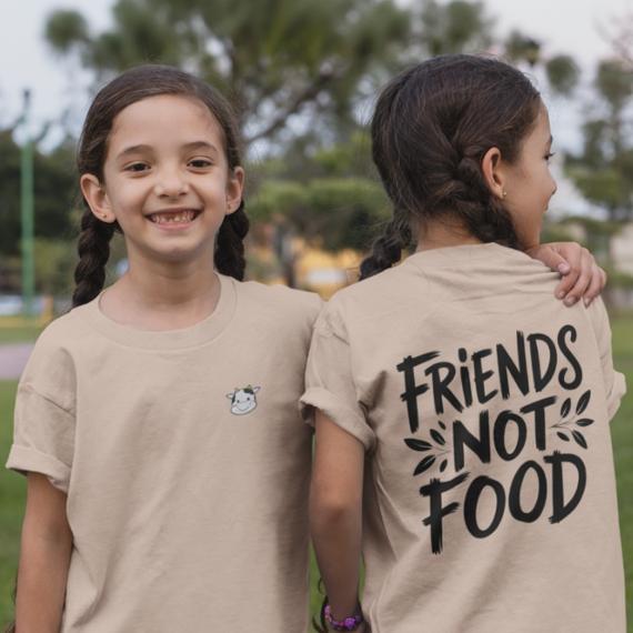 Friends Not Food Cow Stick Organic T-Shirt Kids